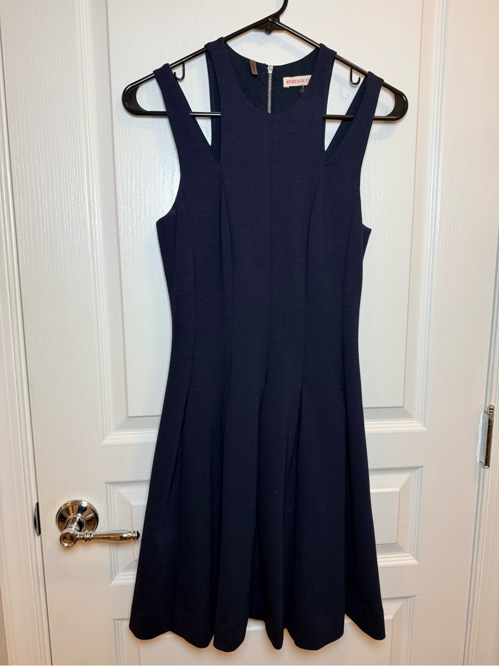 Rebecca Taylor Navy Blue Cutout Shoulder Fit & Flare Dress Sleeveless